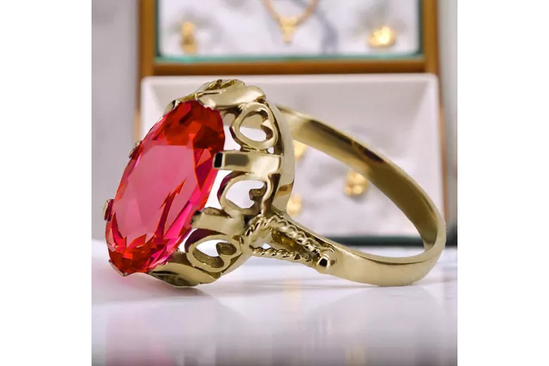 Or jaune 14 carats Rubis Anneau Vintage vrc134y